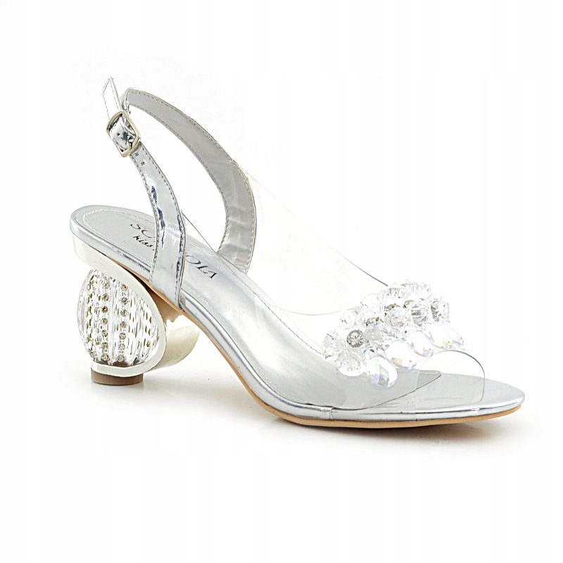 Scaviola silikonové sandály na podpatku H-05 Silver r38