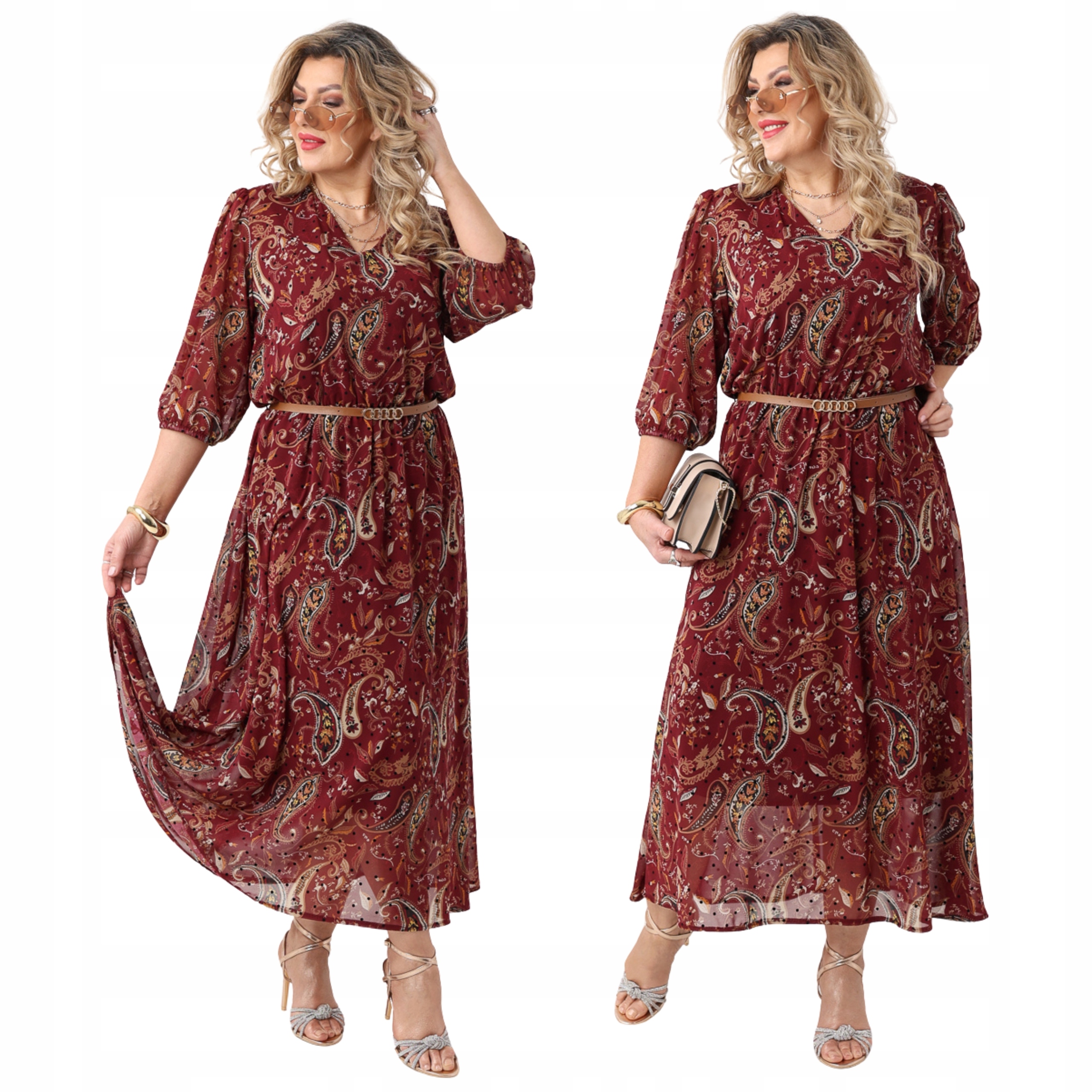 Sukienka szyfonowa damska z gumką w pasie Polski Producent duże rozmiary