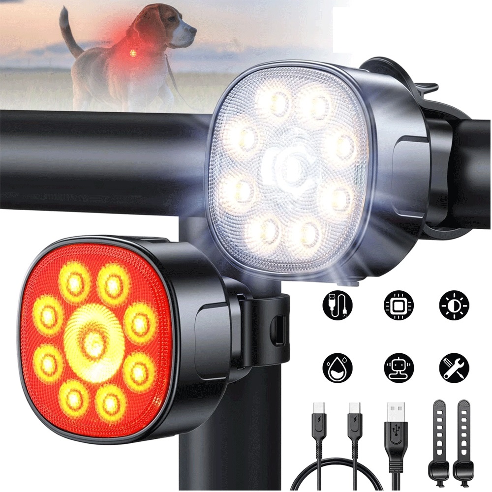 Latarka Led 600MAH Przednia 350MAH Tylna Dla Rowerzystów IP65