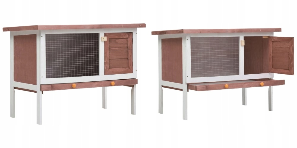 Levně Hnědá klec pro králíka, dřevěná, 1. úroveň