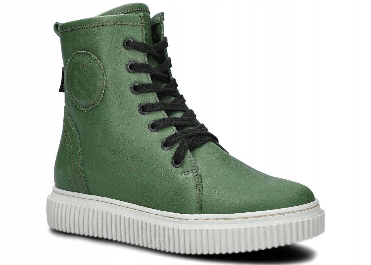 Nagaba 393 Zelená Pohodlné, Zateplené, Kožené, Polské Dámské Boty