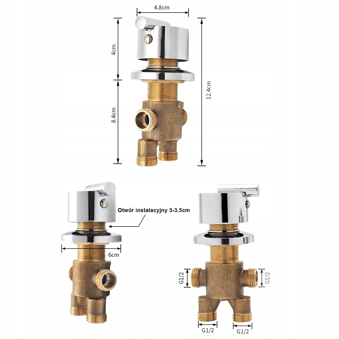 ZESTAW BATERIA PRYSZNICOWA WANNOWA DO WANNY GŁOWICA ZAWÓR KOMPLET 3 OTWOROW Marka Sannit