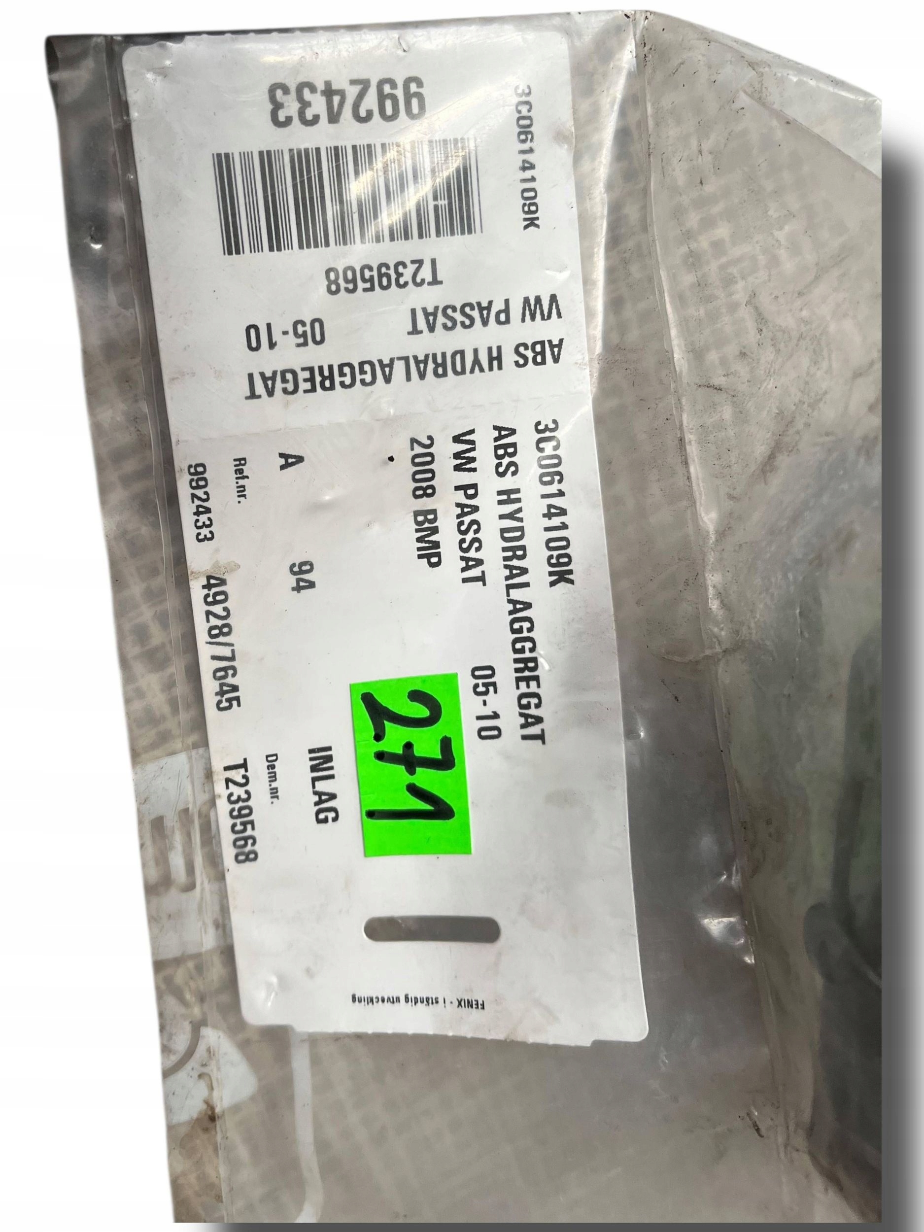 pump control unit ABS VW PASSAT B6 3C0614109D 2.0TDI !J