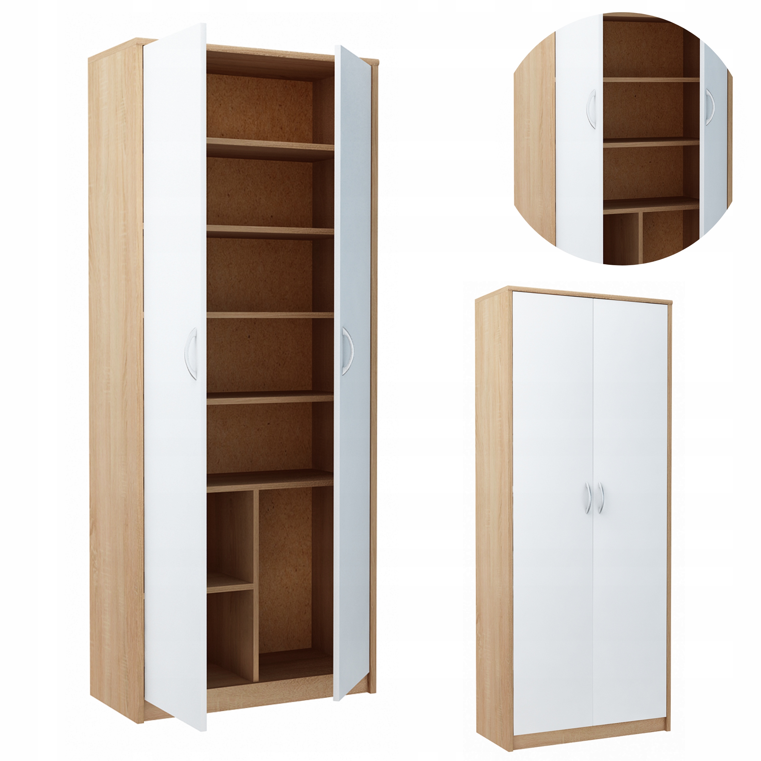 Regał R4 biały-sonoma biurowy garderoba przedpokój szafa na ubrania zabawki