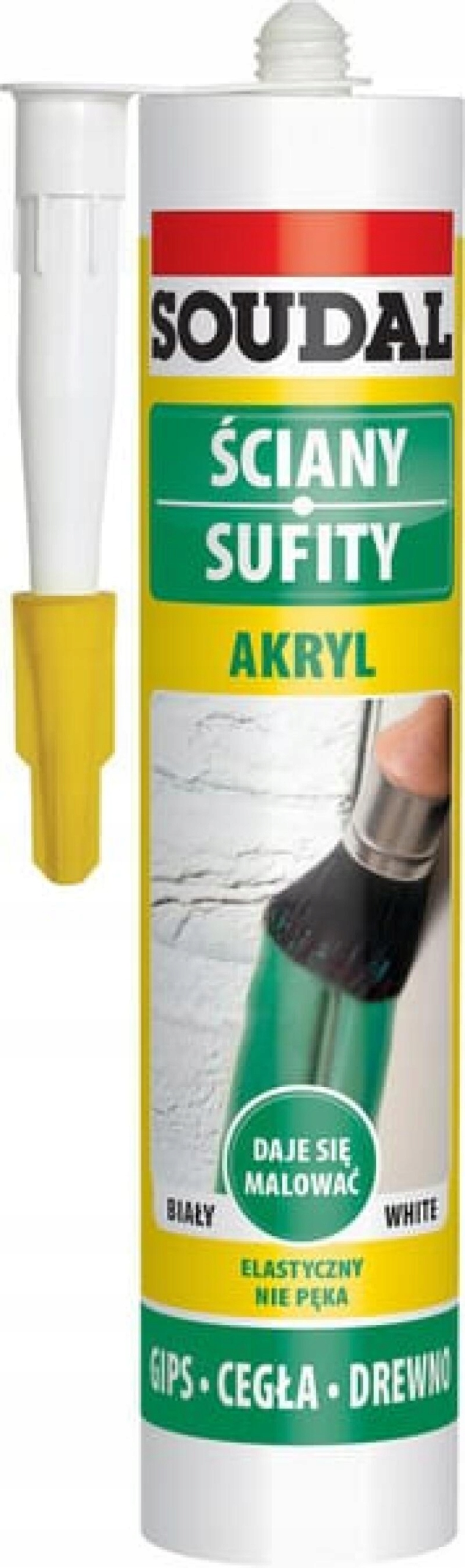 Profesjonalny akryl Soudal Biały 280ml Trwały Szczelny Mocny