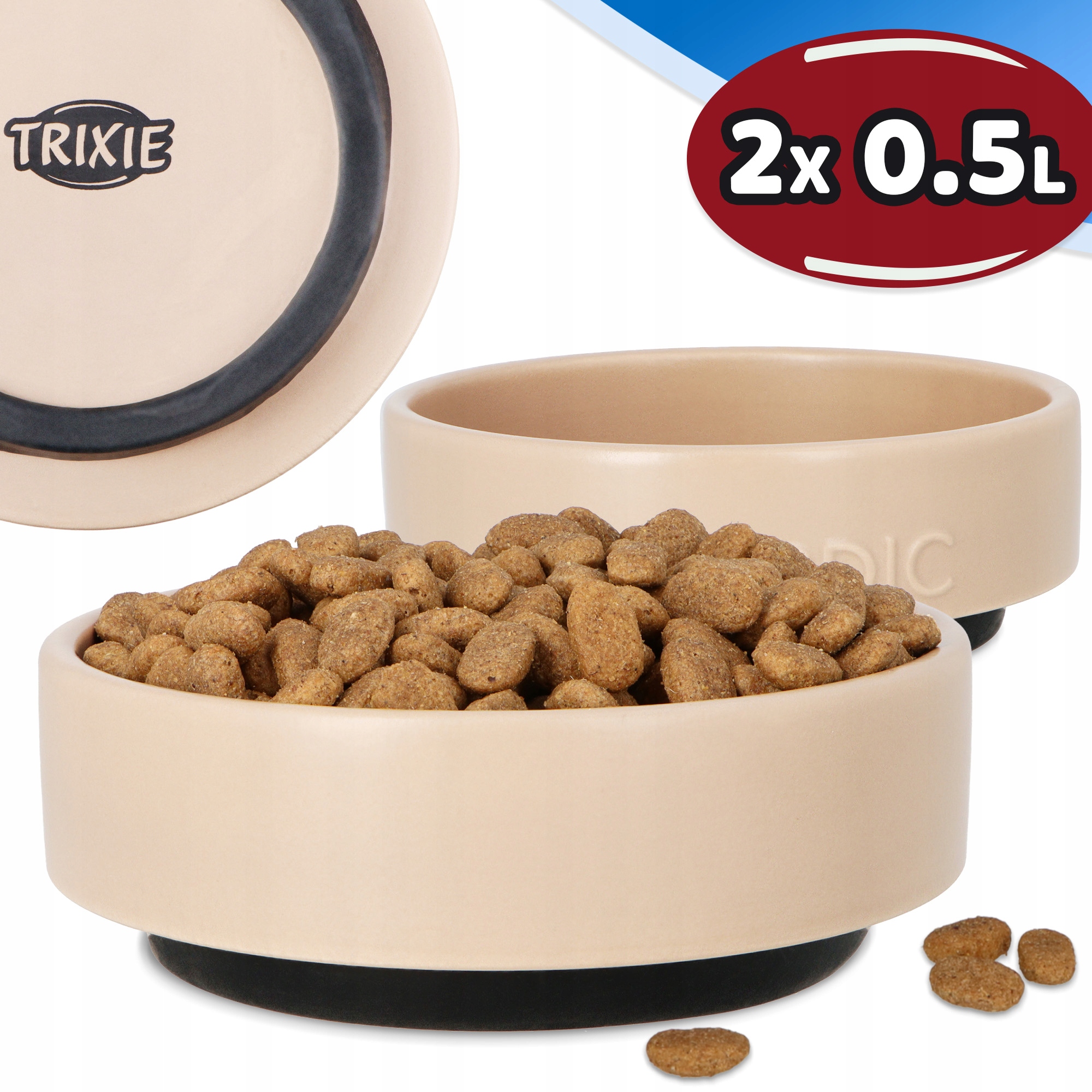 Levně 2x Miska Pro Psa Kočku 0,5 l Keramická Stabilní miska pro štěňata na vodu Ka 8K