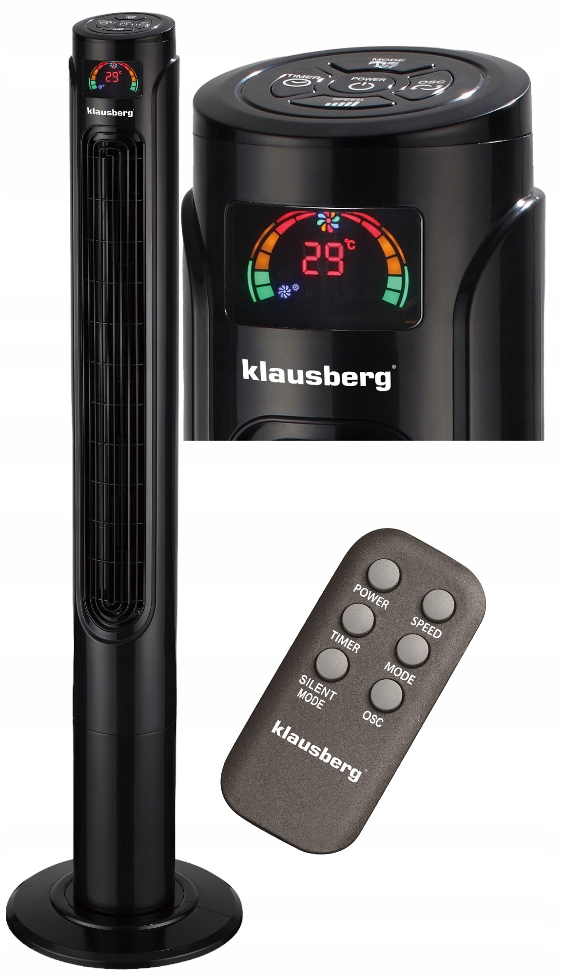 Sloupový Ventilátor s Dálkovým Ovládáním Podlahový Led Displej Časovač 120cm Černý