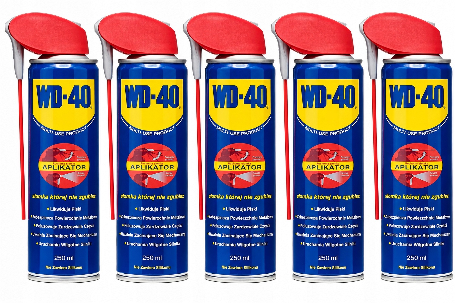 Zestaw 5x Preparat Wielofunkcyjny Do Smarowania WD-40 250ML Z Aplikatorem