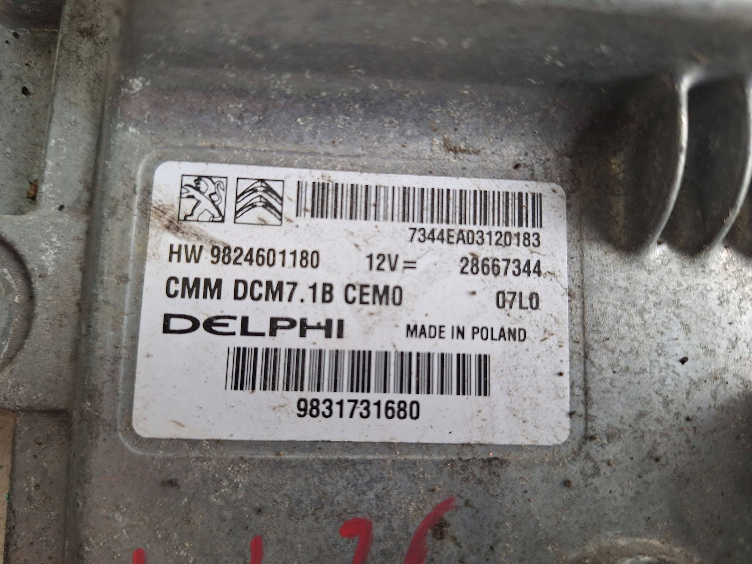PEUGEOT computer control unit of the engine 9824601180 DELPHI 9831731680