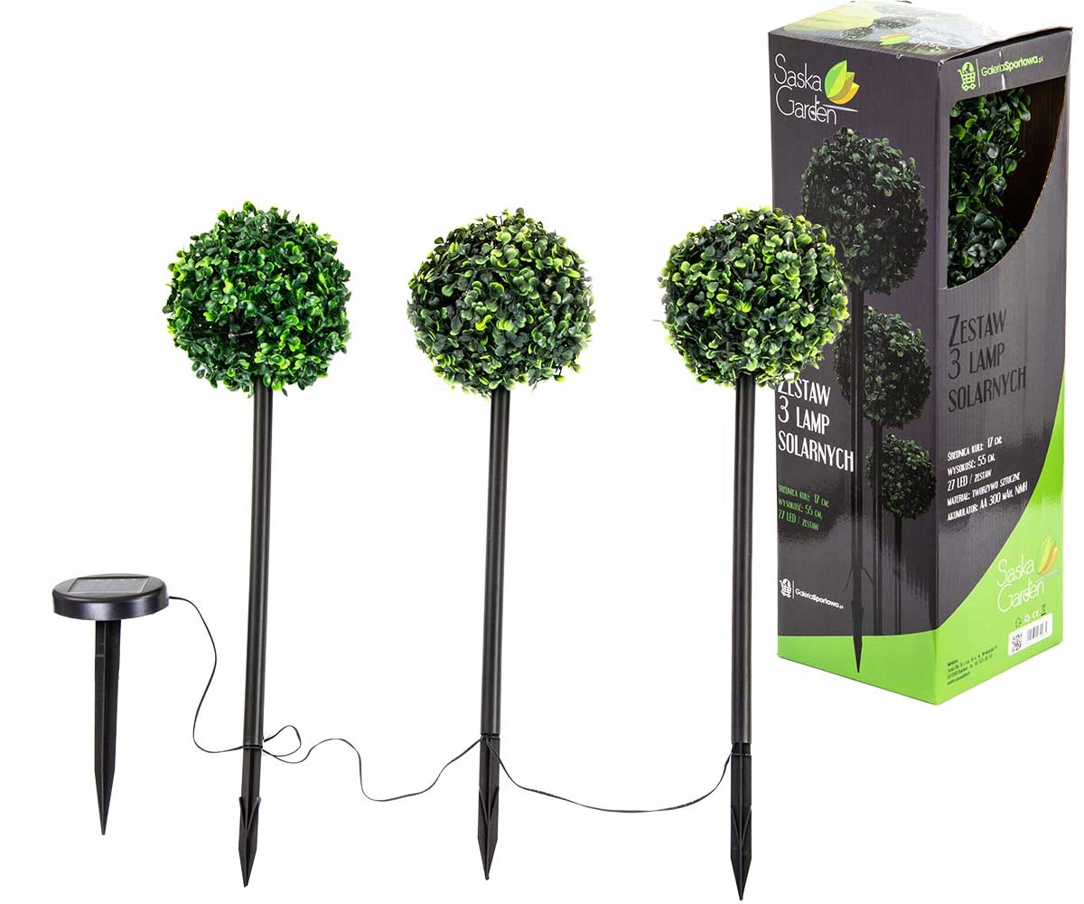 

Zestaw 3 Lampy Solarne 3 Kule bukszpanowe 27 Led