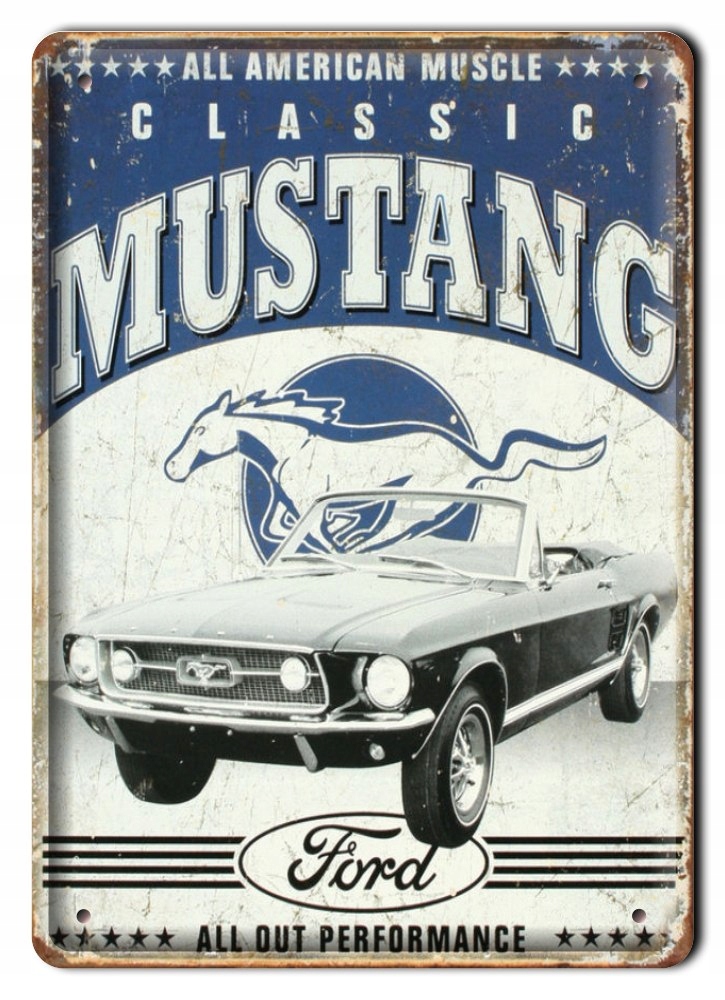Ford Mustang Metalowy Szyld Plakat Retro #00416