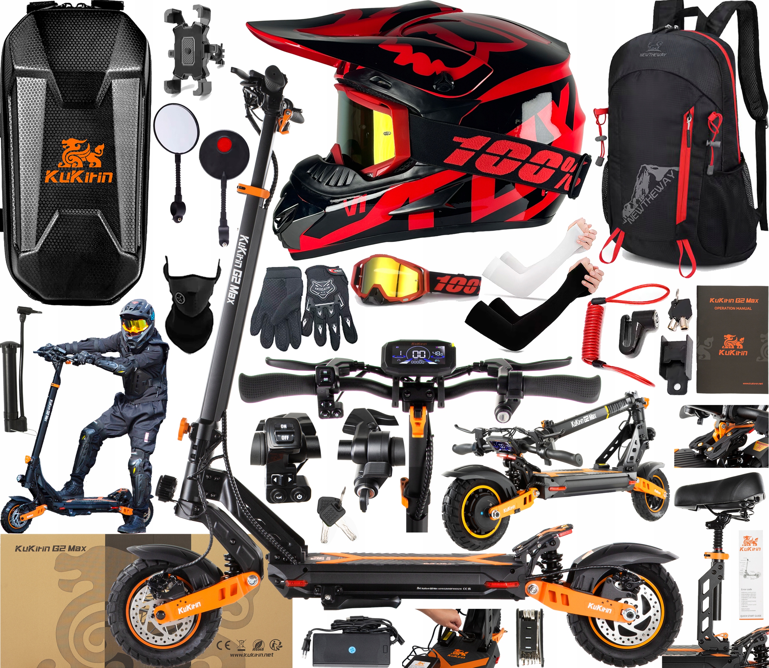 KuKirin G2 Max Pojazdy elektryczne 1000W 48V 20.8AH 55KM/H 70KM +10