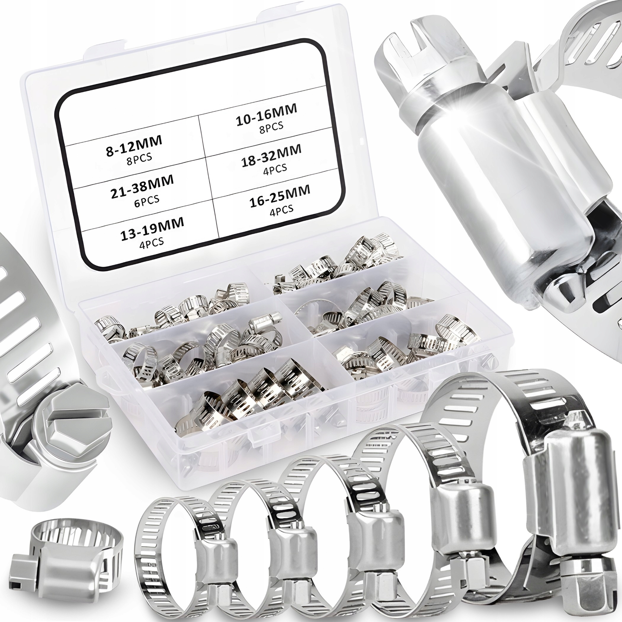 Opaska Zaciskowa Retoo Metalowa 16-32 MM 34 Szt. Ze Stali Nierdzewnej