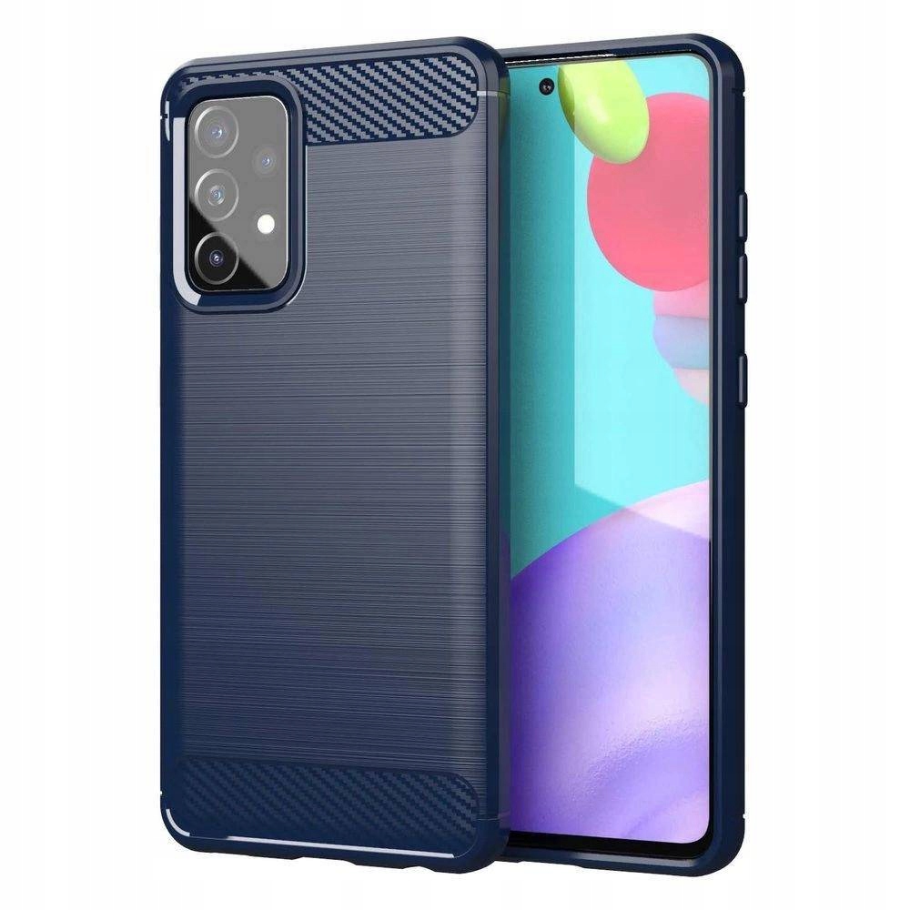 Carbon Case elastyczne etui pokrowiec do Samsung Galaxy A72 4G niebieski
