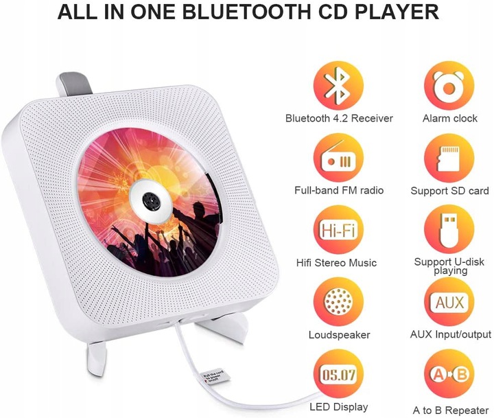 Настенный CD-плеер встроенный стерео динамик производитель код портативный CD-плеер с Bluetooth