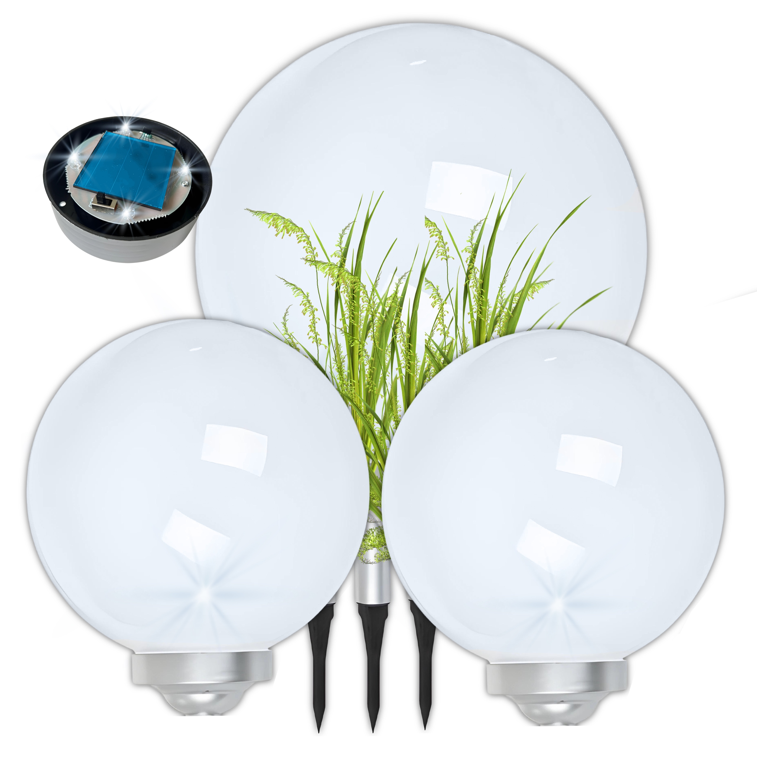Lampy solarne ogrodowe Kula Duża Zestaw 3 lampa solarna duże kule 25/15/15
