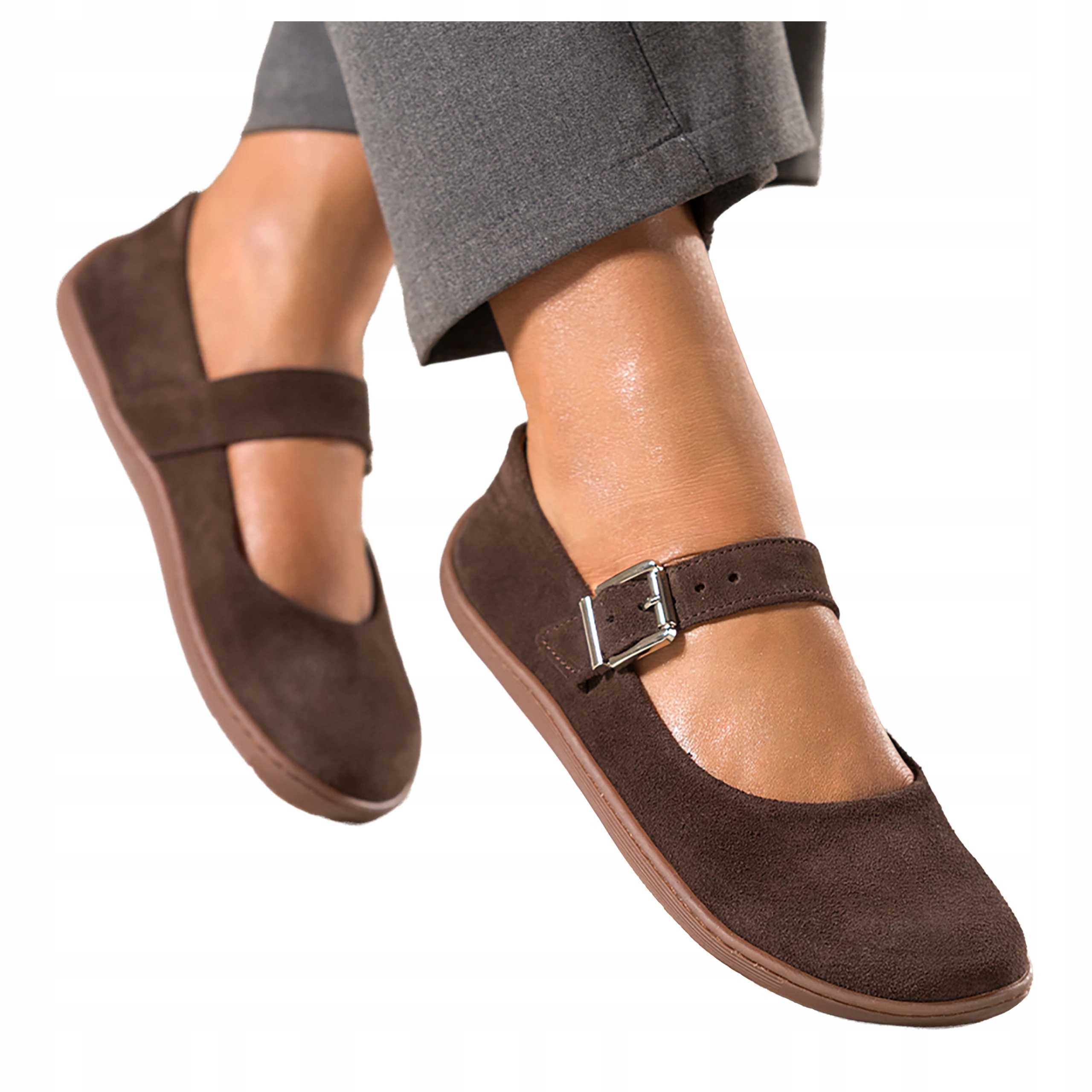 Čokoládové Baleríny Dámské Modne Barefoot Mary Jane Ploché Kožené vel 37