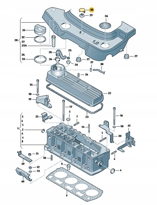 ZAŚLEPKA POKRYWY SILNIKA VW GOLF 4 5 IV V AUDI Numer katalogowy części 038103937