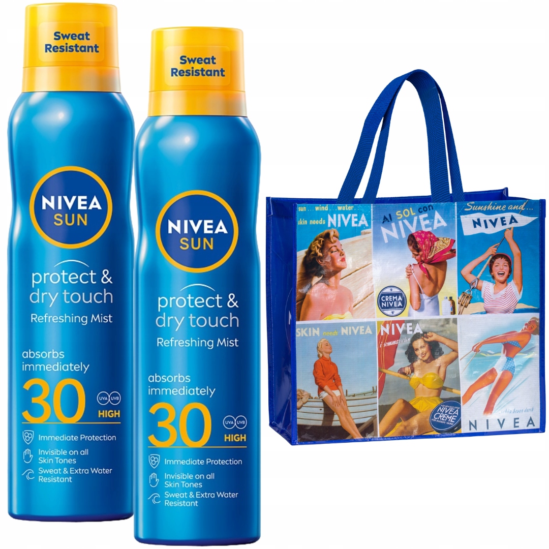 Balzám Nivea Sun Protect Dry Touch na opalování SPF30 2 x 200 ml Dárek