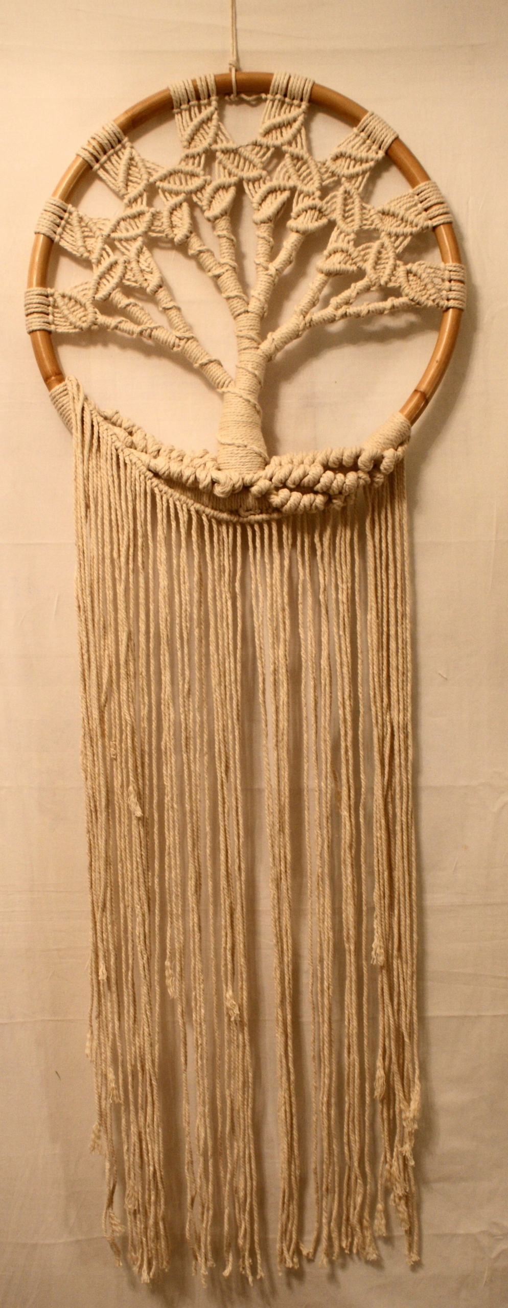 Dekorativní lapač snů, strom, bavlna, 42 cm