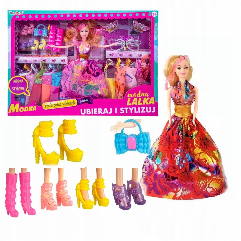 

Zestaw z sukienkami butami modna lalka 29cm