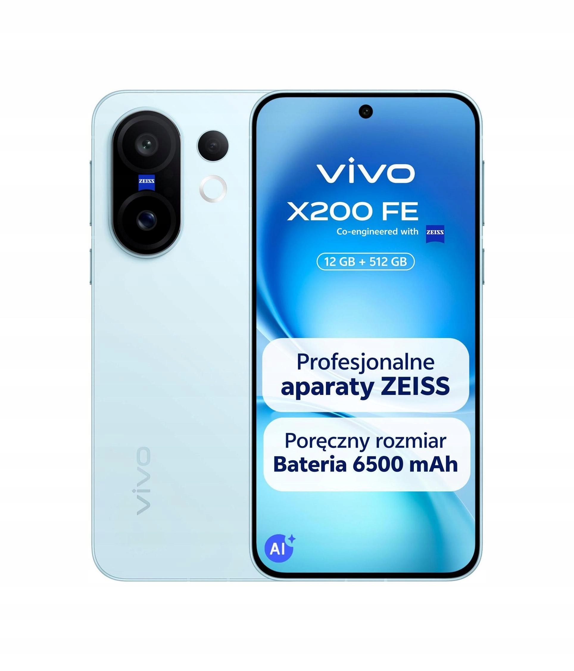 Smartfon Vivo X200 Fe 5G 12/512 Gb 6.31" 120Hz Dual Sim Nfc Niebieski Blue