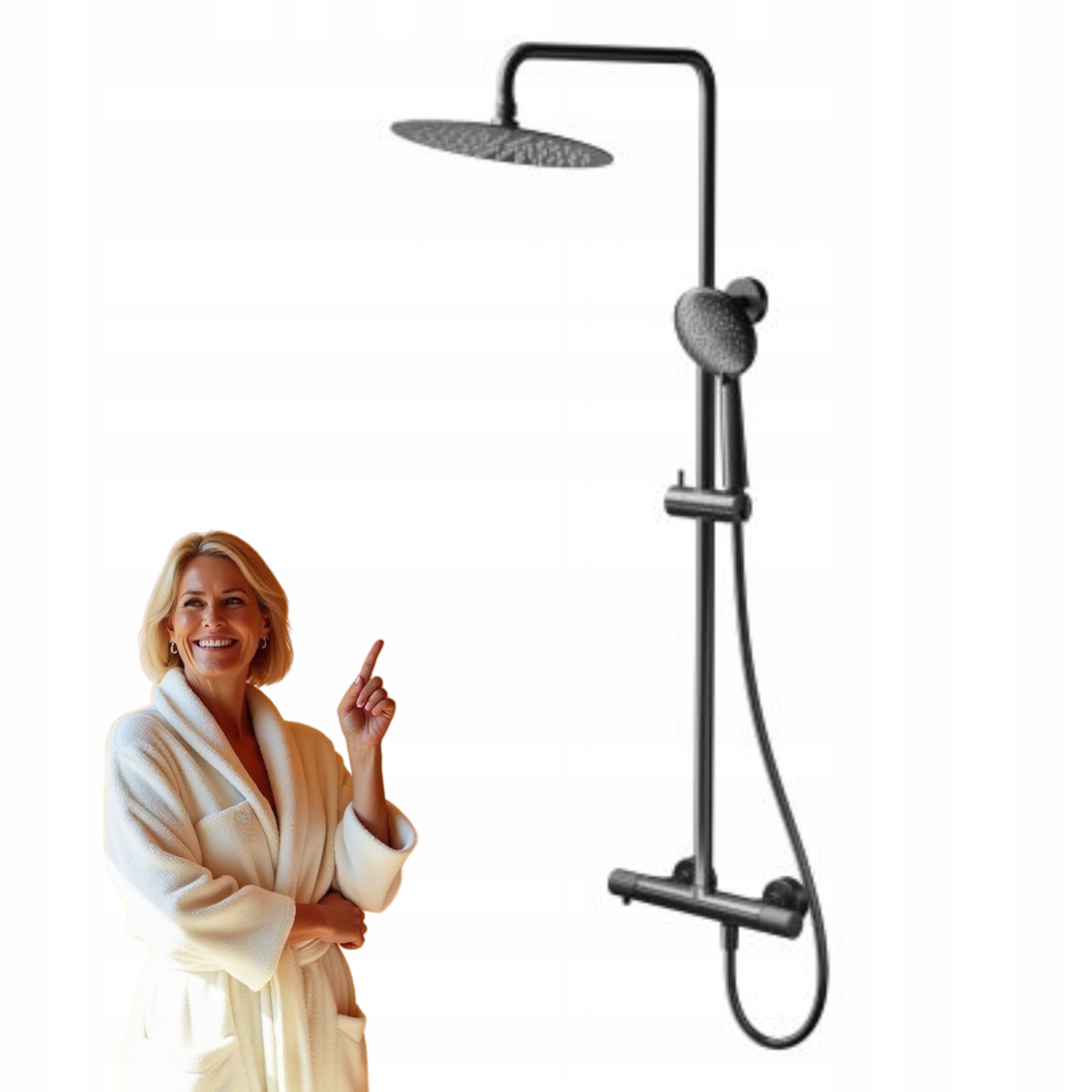 Cersanit Zen Termostatická sprchová sloupka černá s dešťovou sprchou