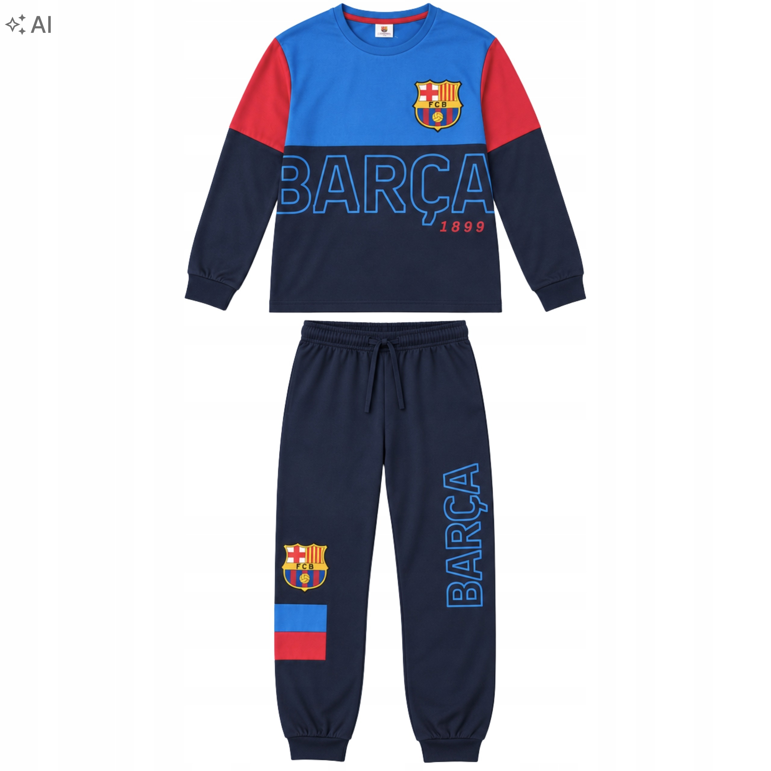 Pánské pyžamo Fc Barcelona Bavlněné s dlouhým rukávem pro fanouška Vel XXL