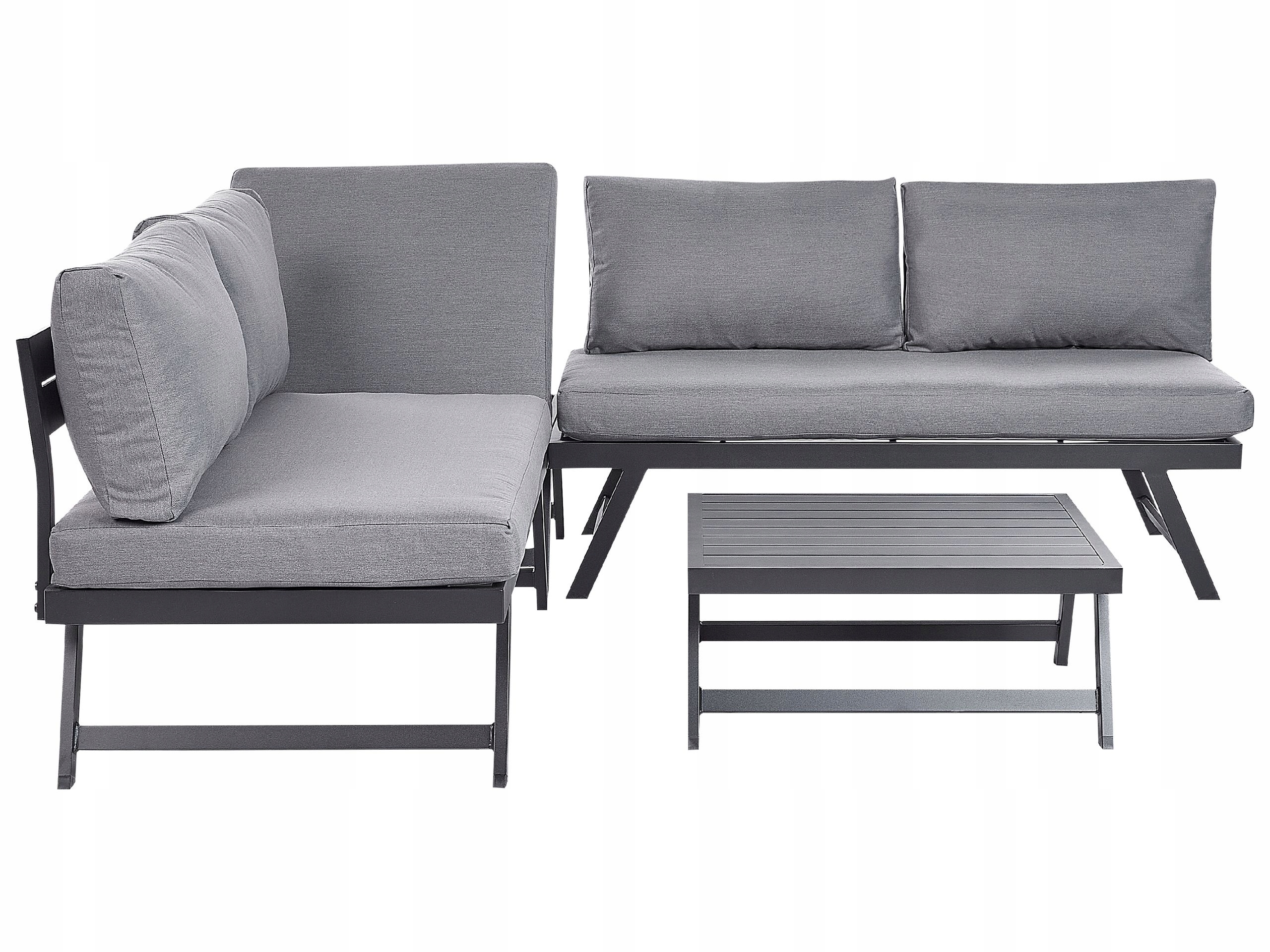 Zestaw ogrodowy 5os sofa szara z poduszkami
