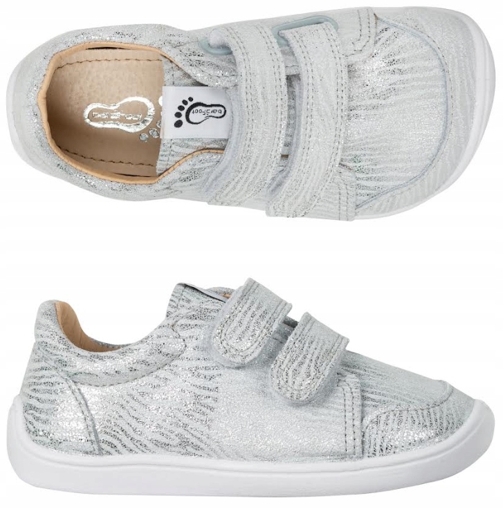 Buty skórzane sneakersy rzepy srebrne 3F Barefoot Elf Maraton Boso rozm. 25