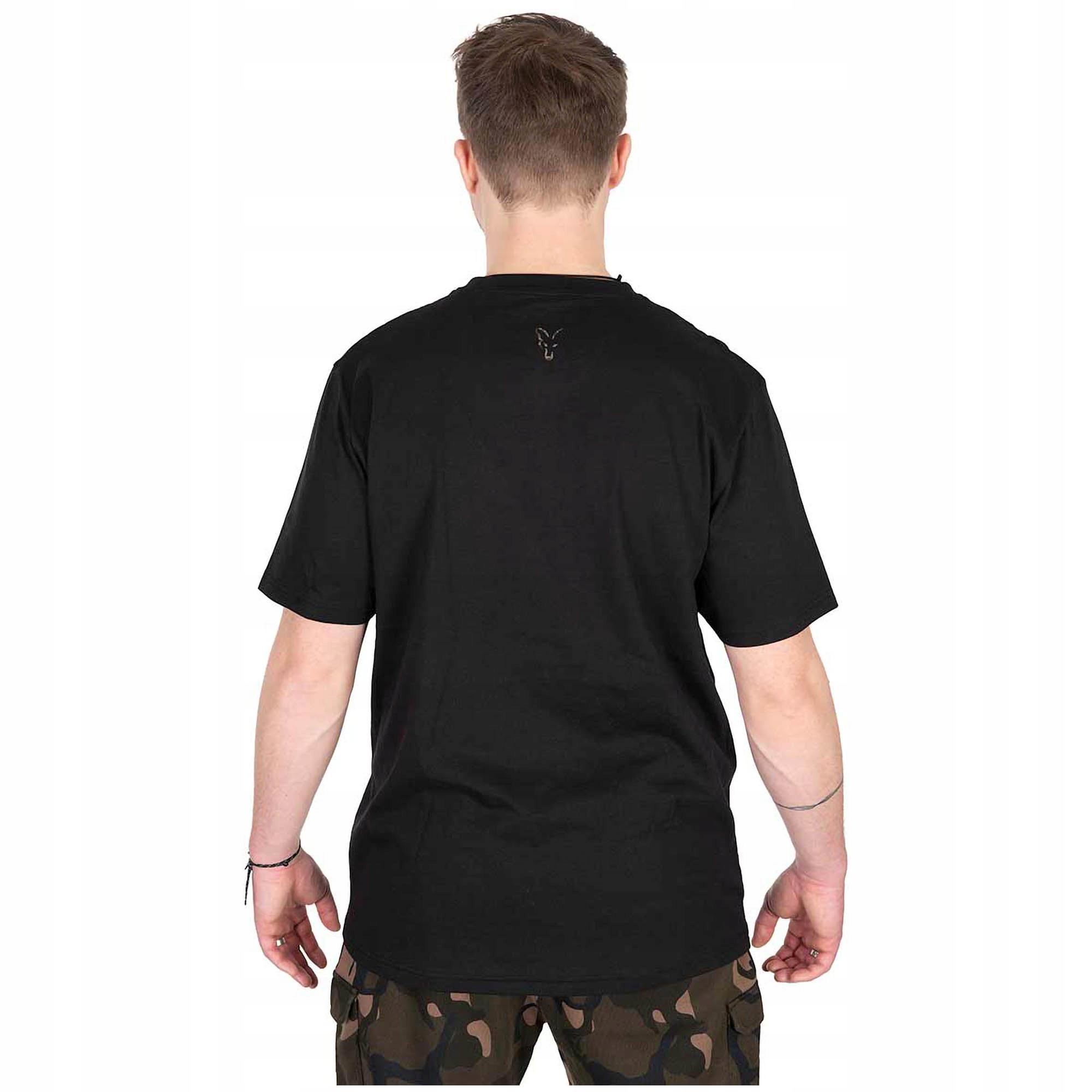 Koszulka Wędkarska T-Shirt Fox Black Camo Logo r. L Dekolt okrągły
