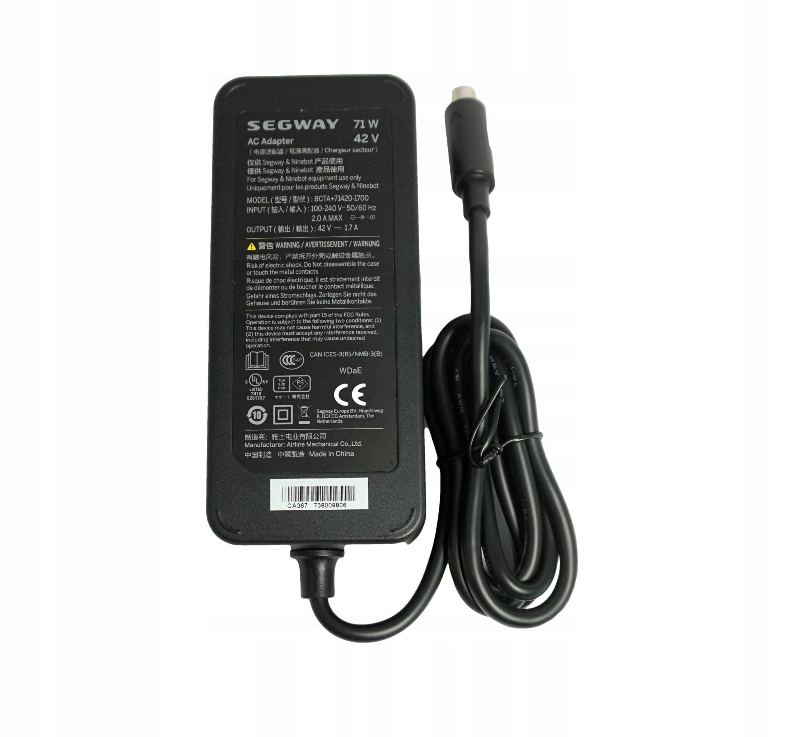 ŁADOWARKA DO HULAJNOGI ELEKTRYCZNEJ SEGWAY ES1 ES2 MINI LITE 1.7A