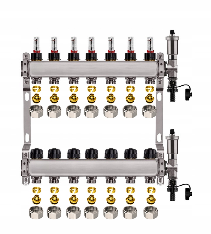 Rozdělovač pro podlahu nerezový 7-okruhové podlahové vytápění Pex