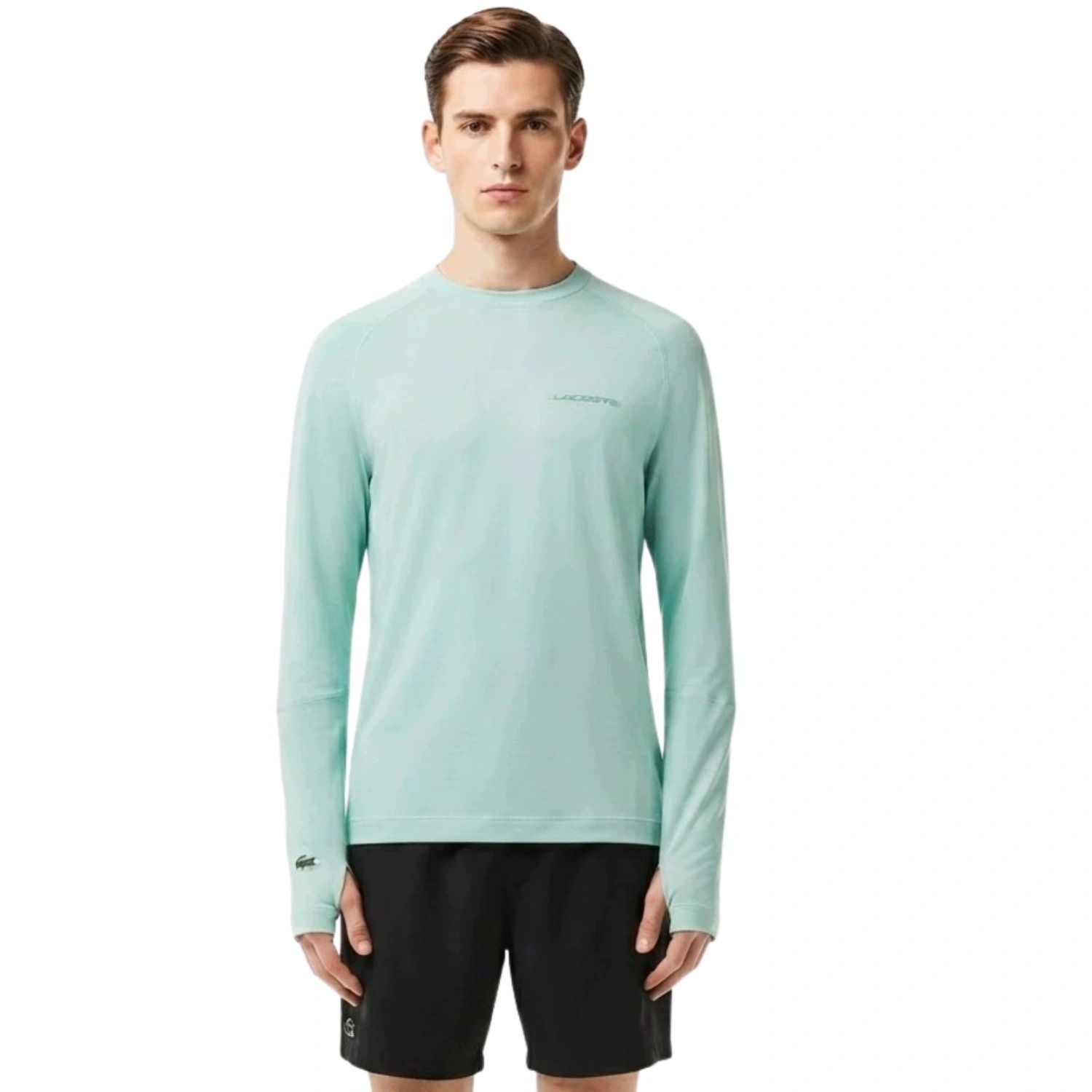 Tričko Lacoste TH6703 s dlouhým rukávem, zelené, slim fit, velikost 3XL