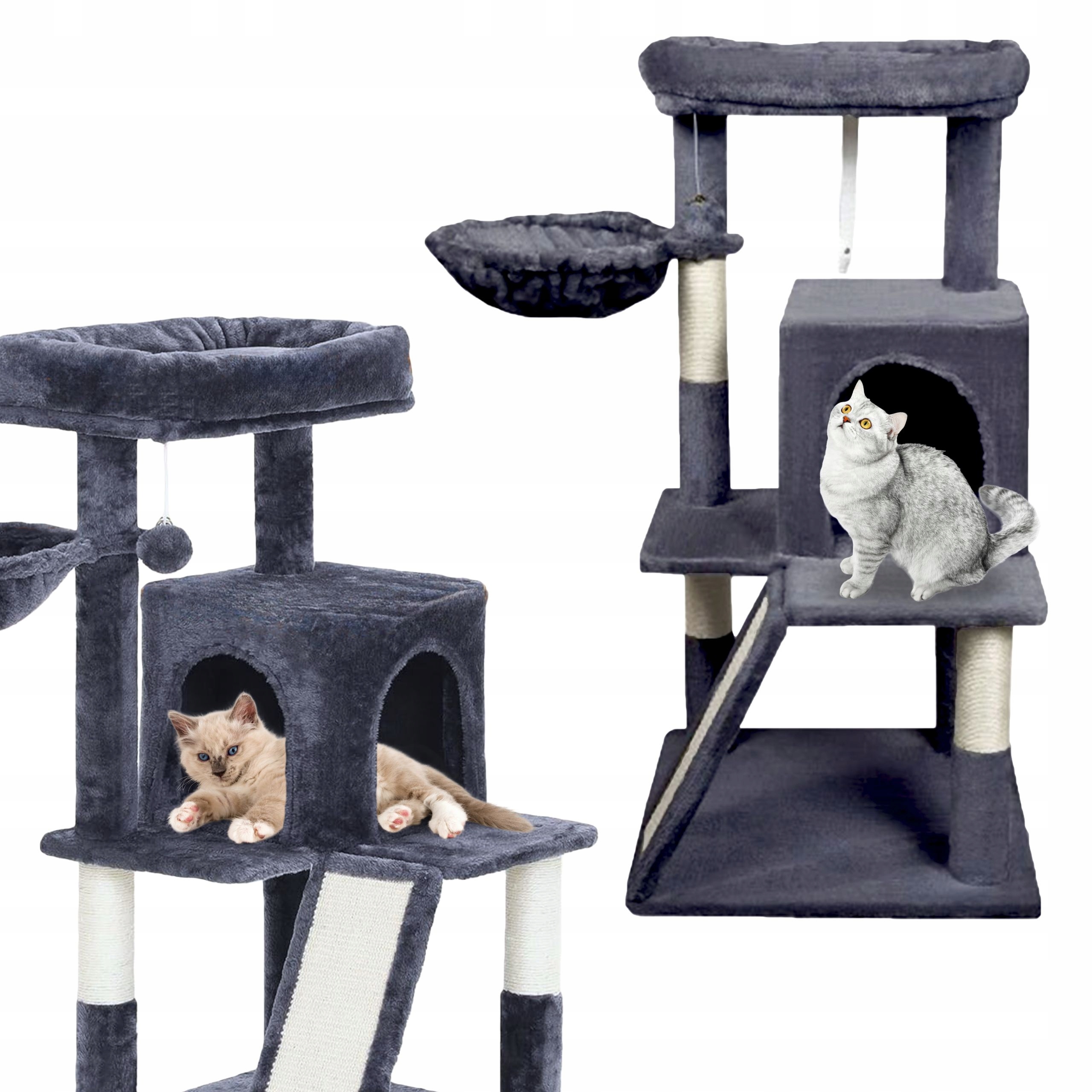 Levně Škrabadlo pro kočky Gaczoo domeček pelíšek tmavě šedý 50 x 50 x 96 cm