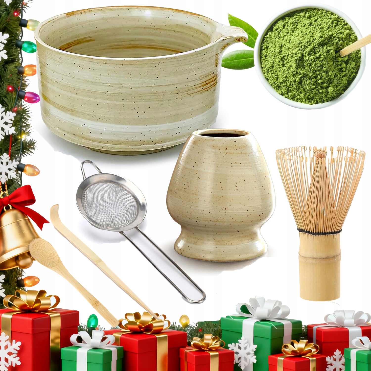 Levně Bambusová Dárková Sada Čaje Matchy Chashaku Šlehací Metla 6 Ks.