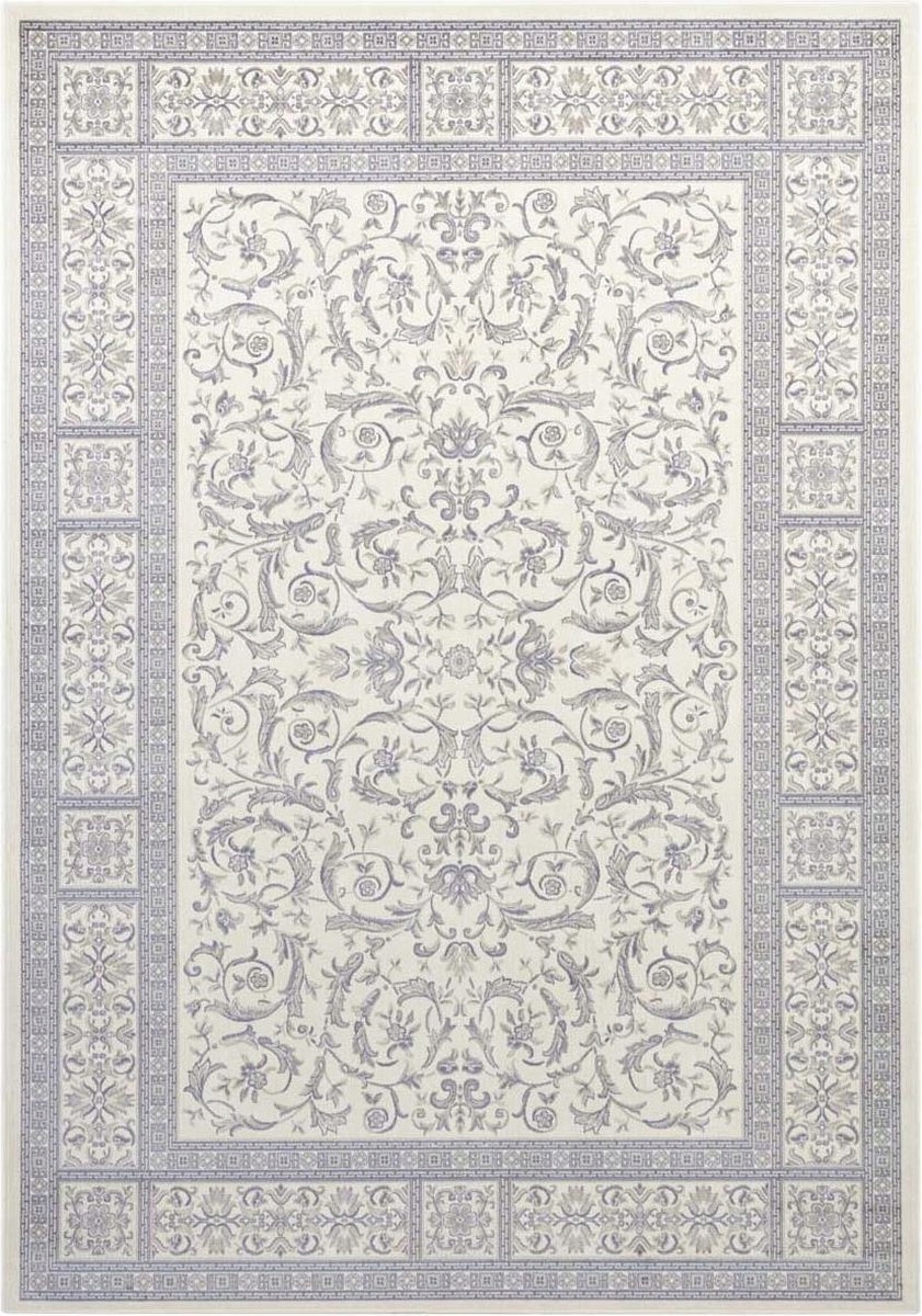 Koberec 160x230 do obývačky, tradičný klasický modro-krémový vzor