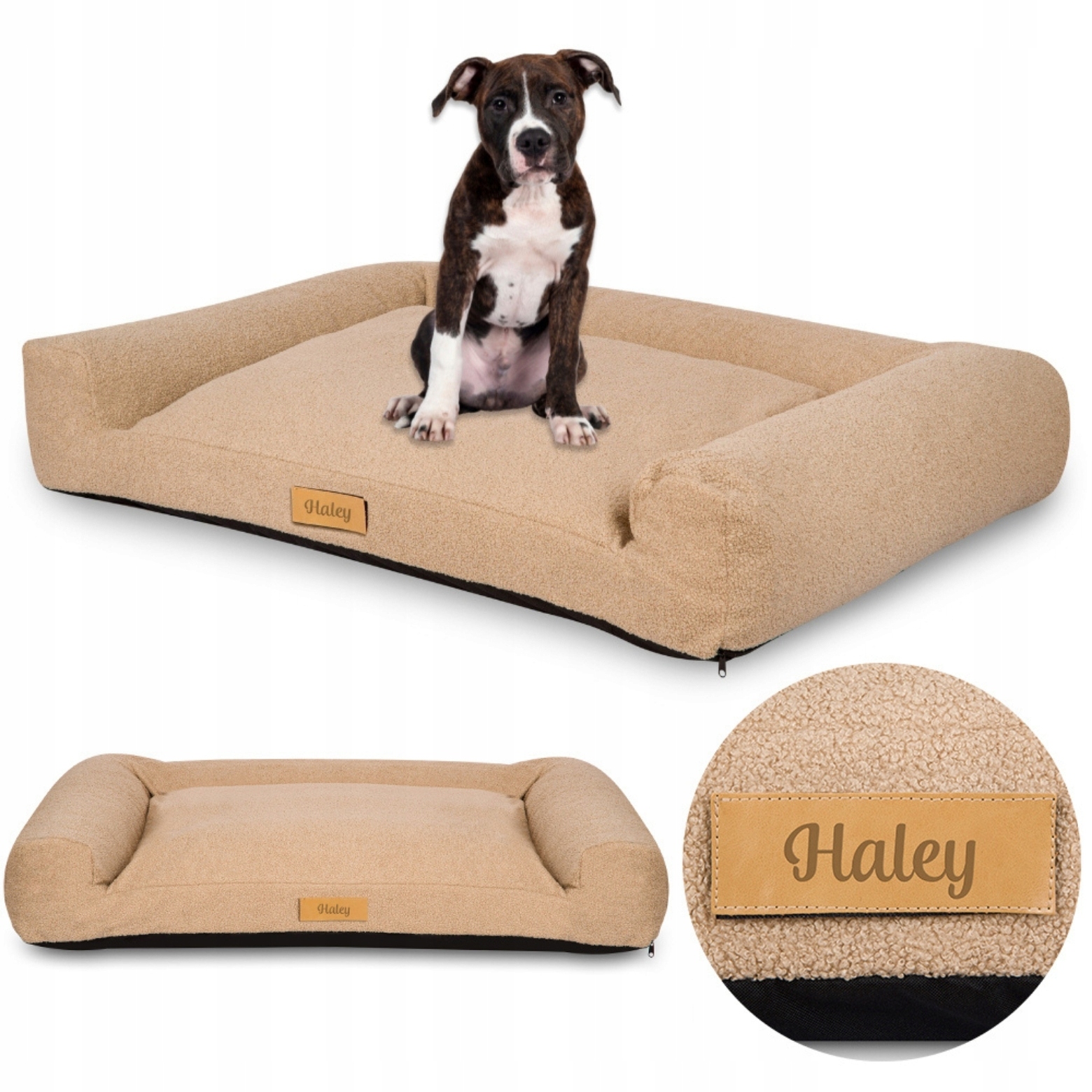 Pelíšek pro psa Potah Pohovka L Beránek s gravírováním Bonus jméno 82x50