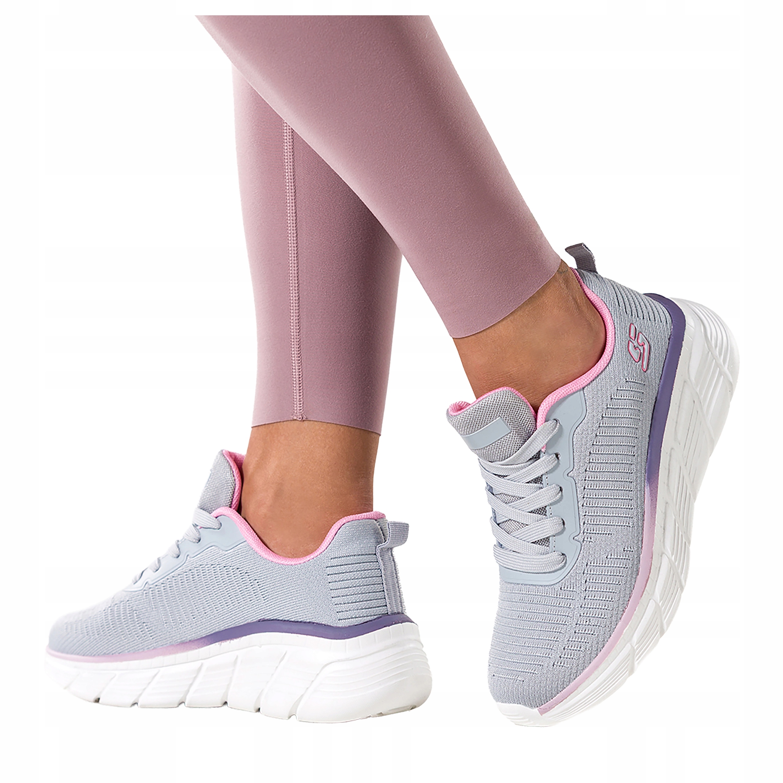 Šedé dámské tenisky na fitness se šněrováním na platformě Sportovní velikost 38