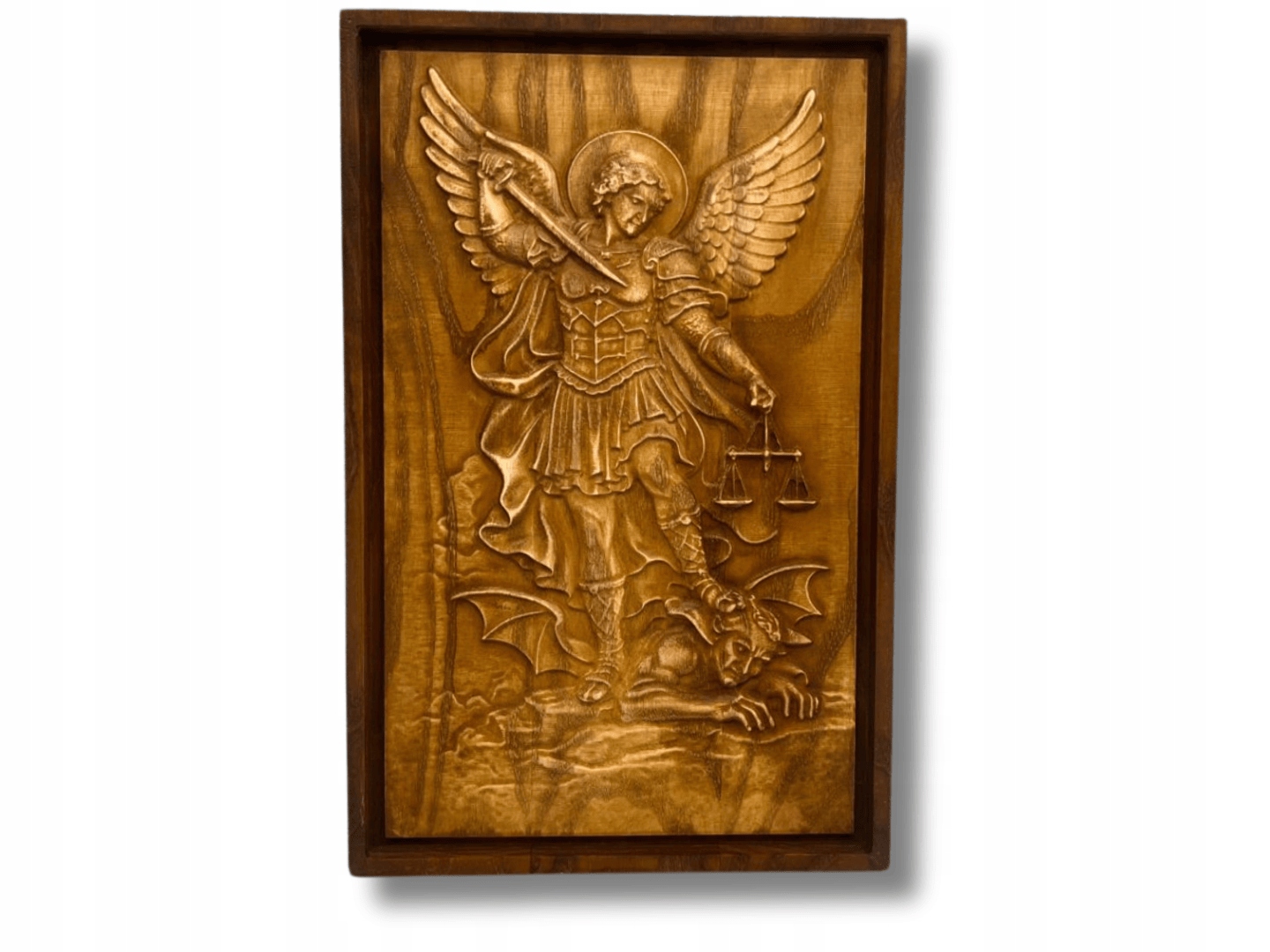 Archanjel Michal Reliéf Drevený nástenný obraz Patron darček 30