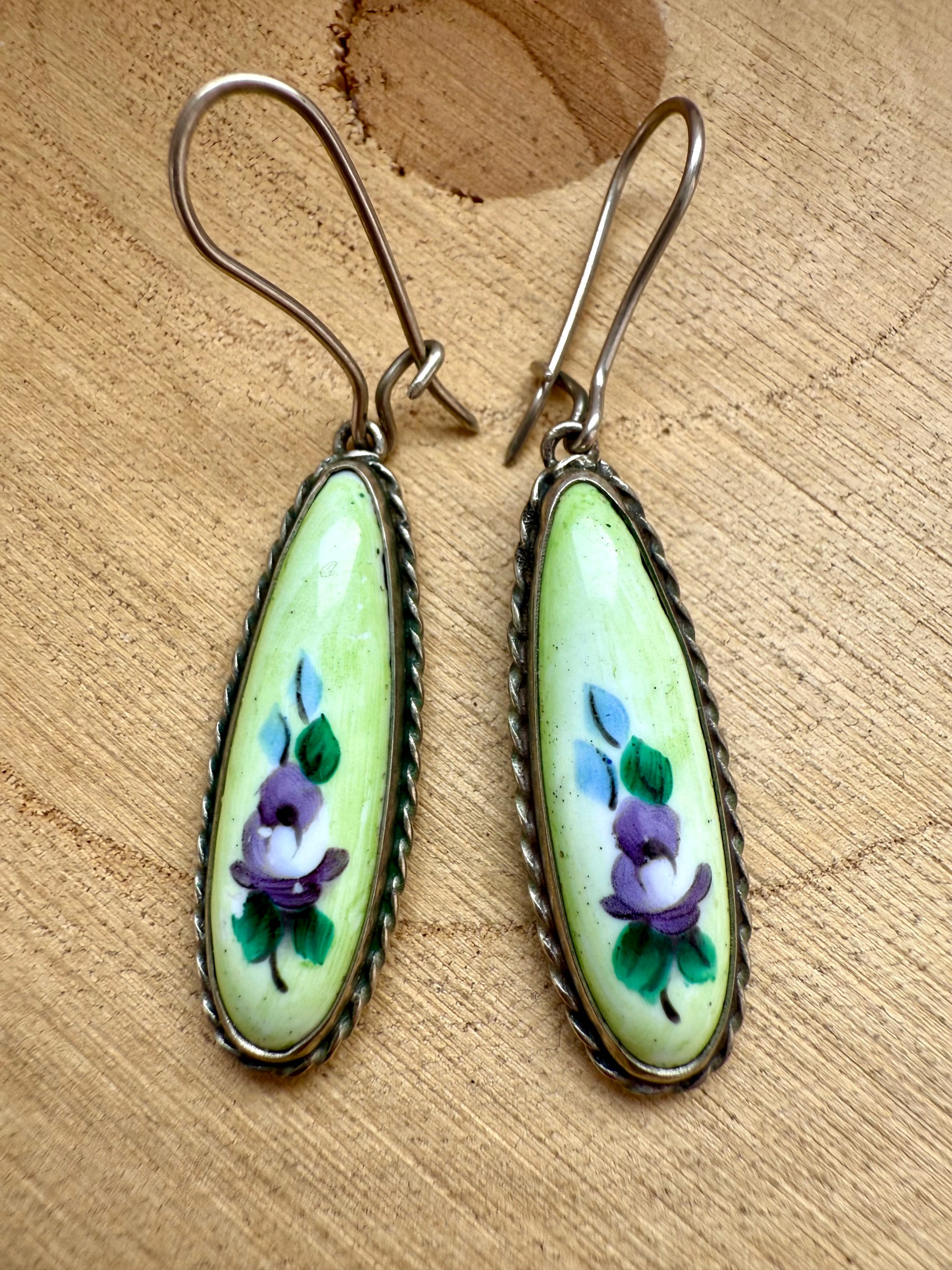 Stare kolczyki VINTAGE malowane Rosja ZSRR