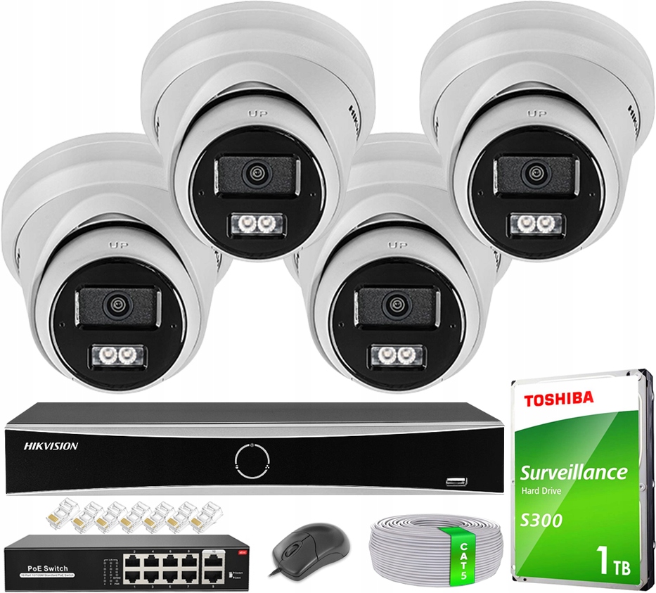Monitorovacia sada 4MPx Hikvision Acusense 4x DS-2CD2343G2-LI HybridLight