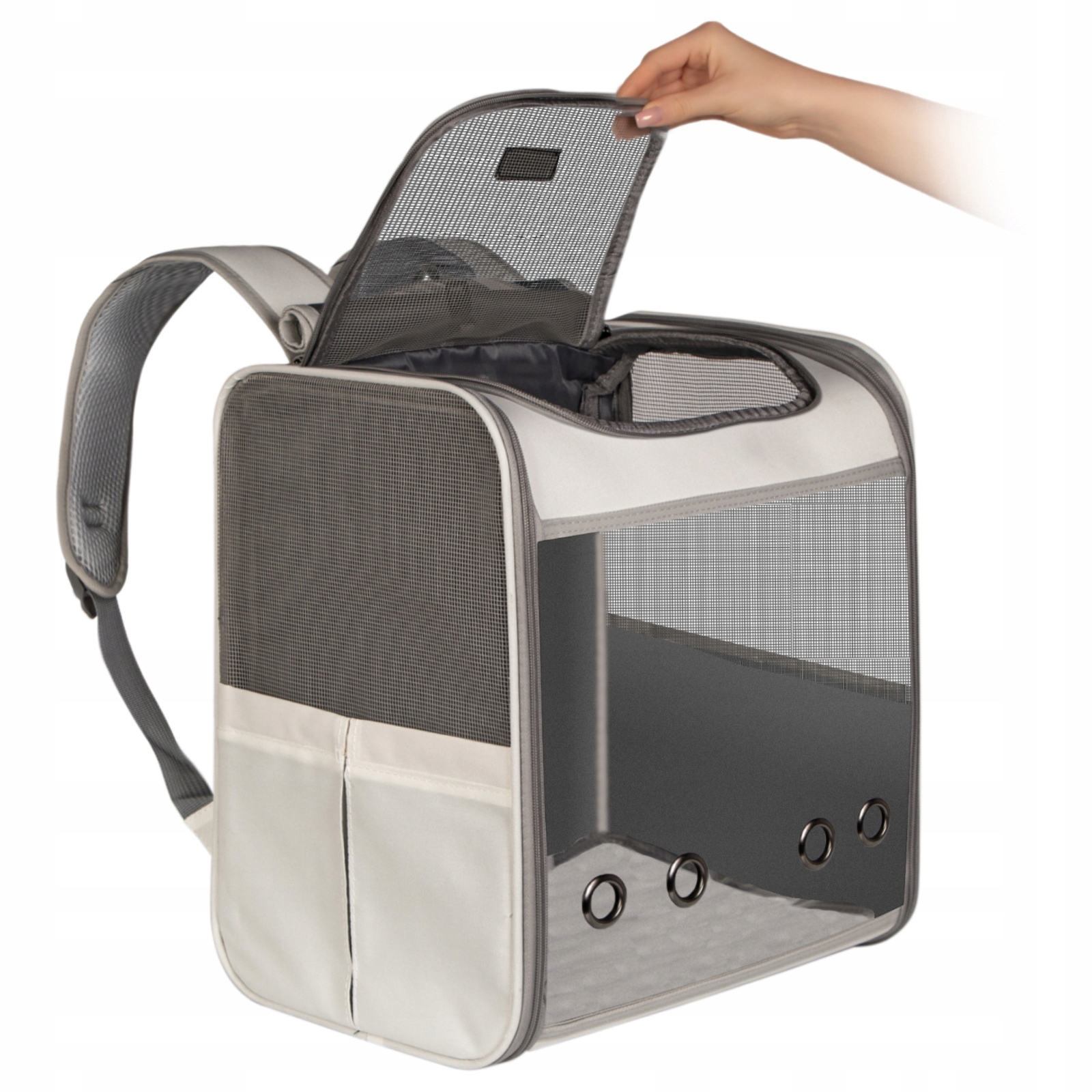 Levně Batoh Pro Psa Kočku Pevný S Okénkem, Vodítkem, Větráním A Roletkou