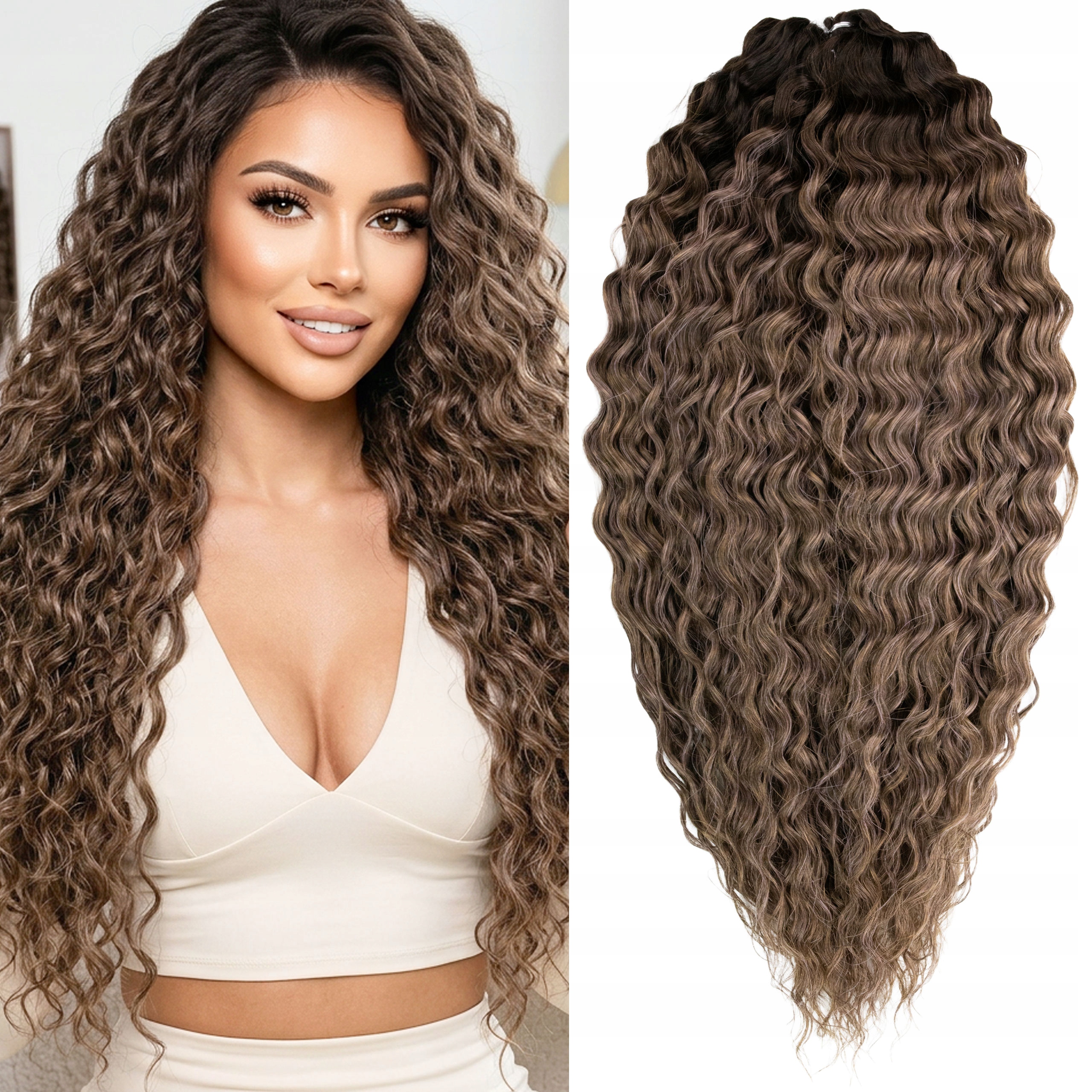 Włosy syntetyczne sztuczne Afroloki Ariel Premium 55cm 300g brąz z odrostem