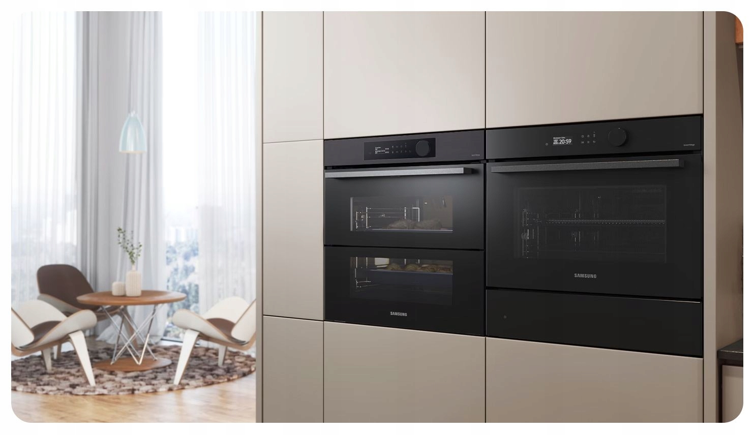 Zestaw SAMSUNG Piekarnik DualCook Flex NV7B57508AB + mikrofala MS22M8254AM Stan opakowania oryginalne