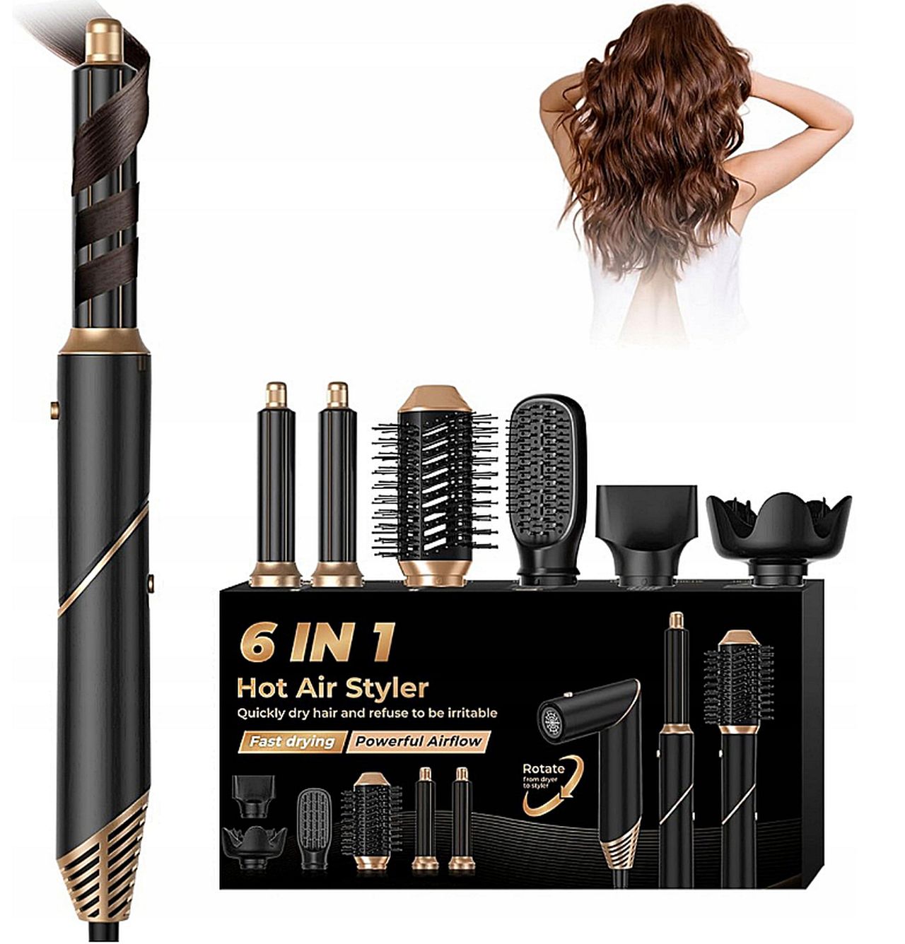 Suszarka Do Włosów 6W1 Lokówka Szczotka Do Stylizacji Włosów