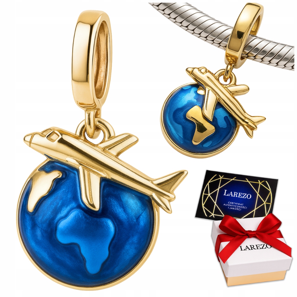 Charms 925 Pozlacený Letadlo přívěsek korálek