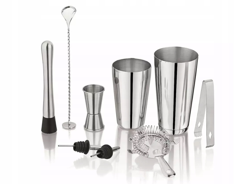 

Zestaw Barmański 9 Elementów Stalowy Shaker