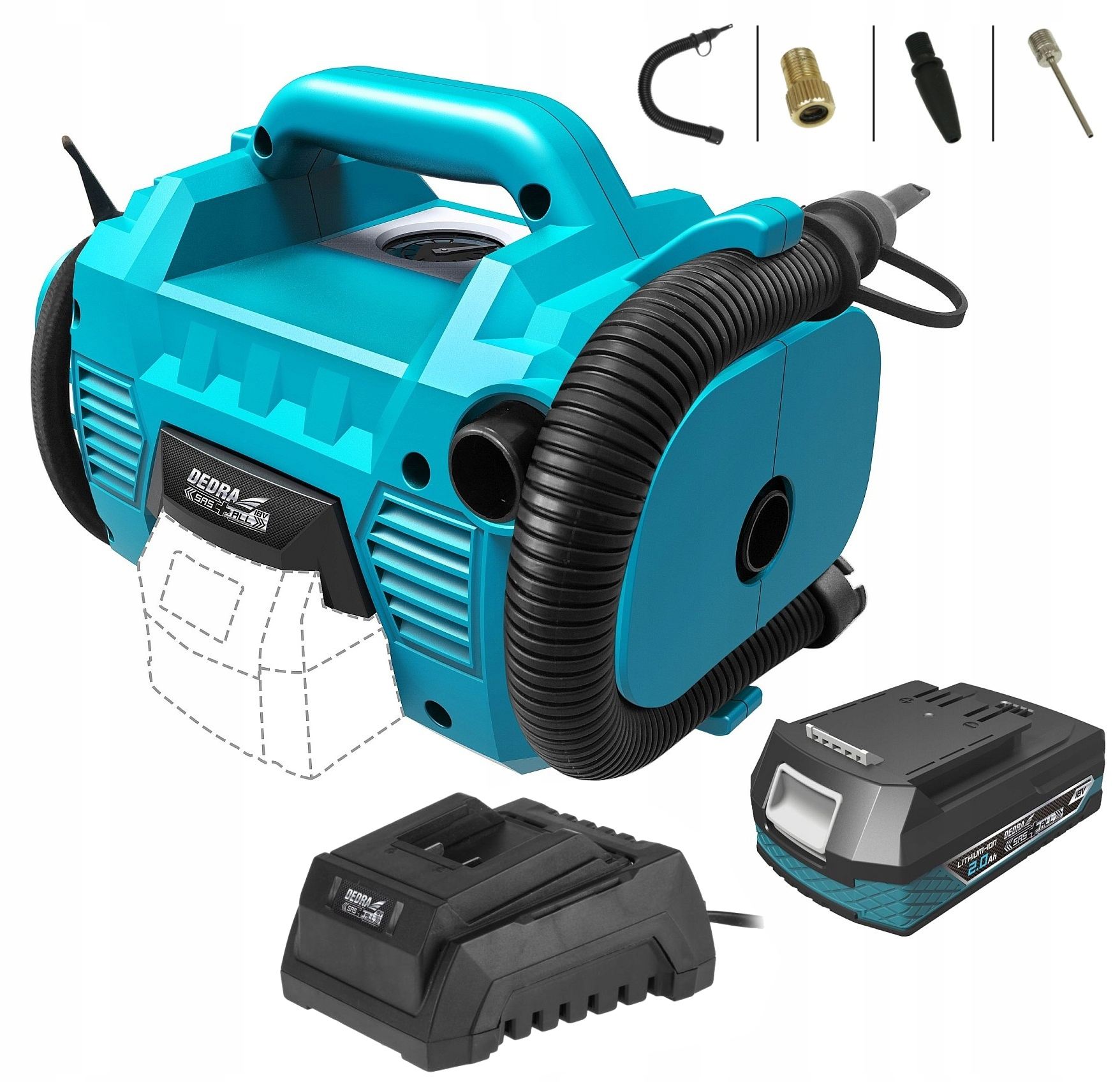 KOMPRESOR POWIETRZA aku DEDRA POMPKA 18V LED +2Ah