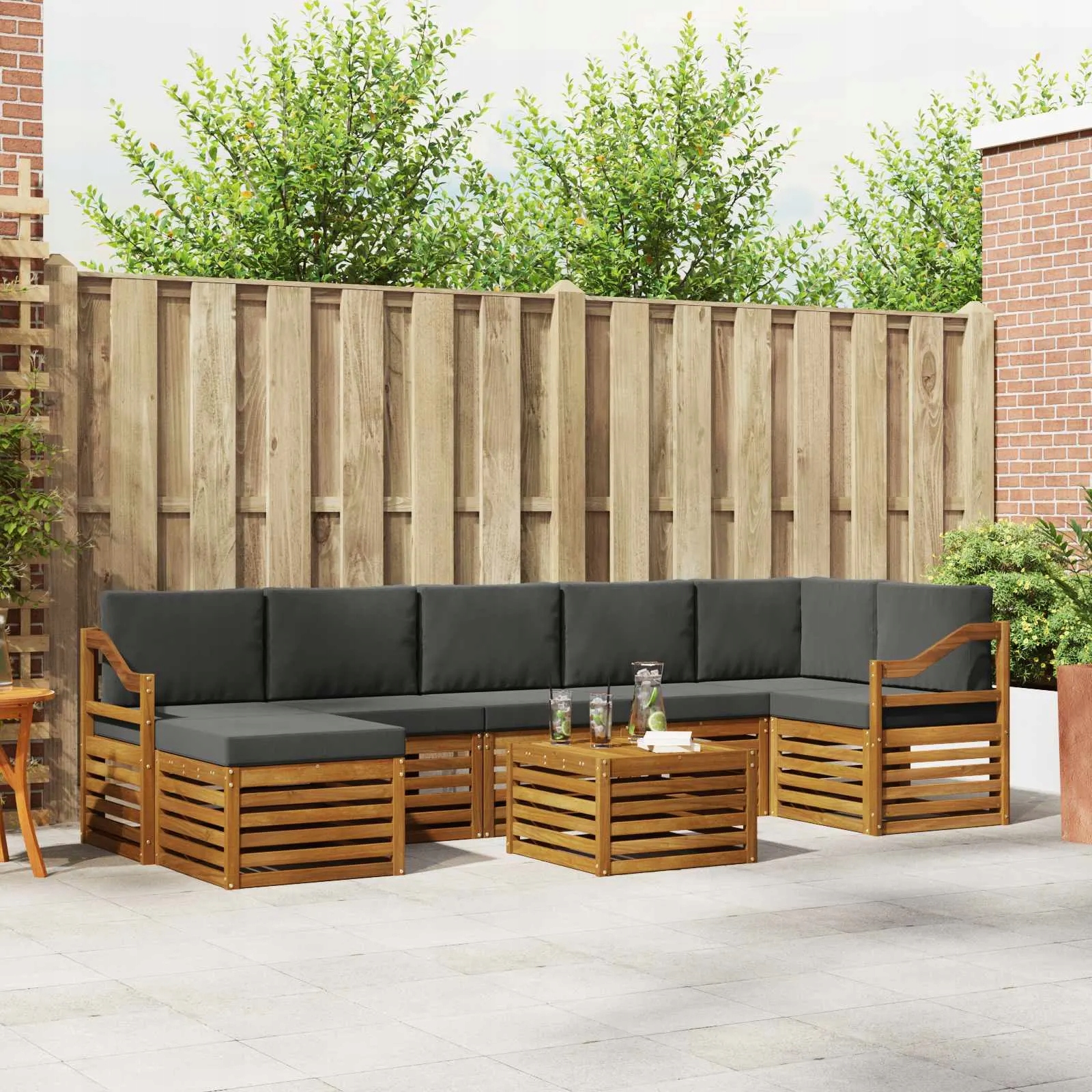 vidaXL Rohová sofa sada s polštářem 8 pcs Přirozená a Anthracitová
